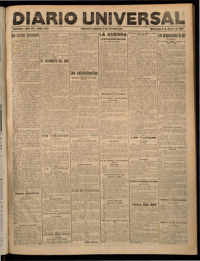 Miniatura de Diario Universal del 3 de enero de 1917