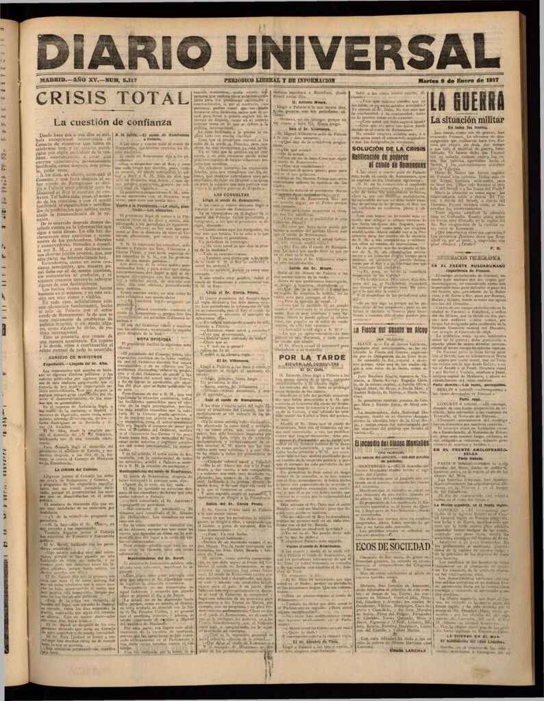 Miniatura de Diario Universal del 9 de enero de 1917