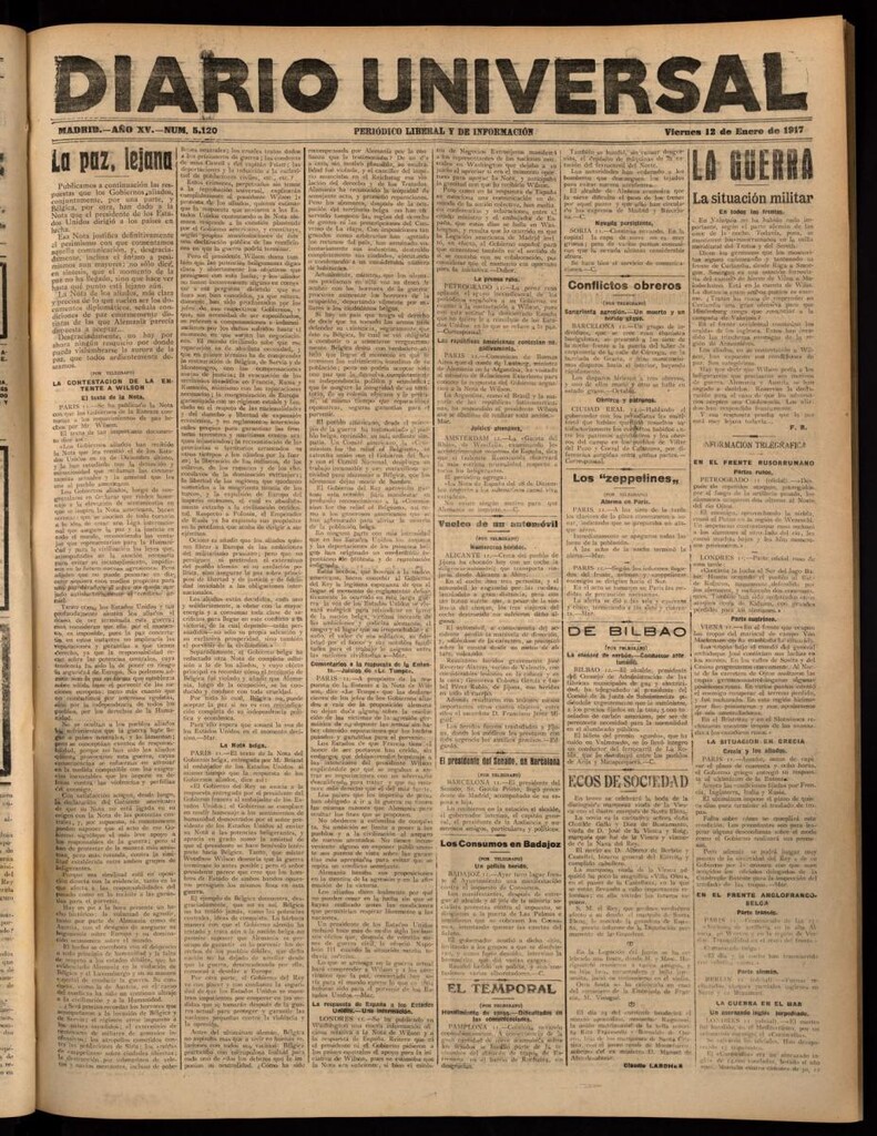 Miniatura de Diario Universal del 12 de enero de 1917