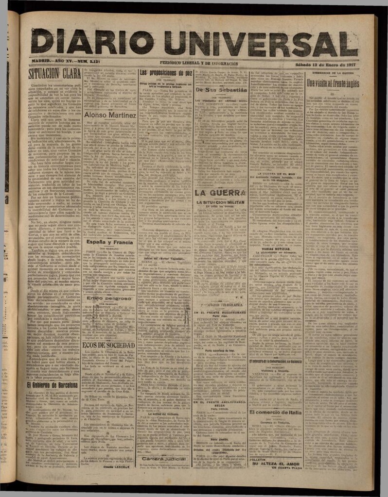 Miniatura de Diario Universal del 13 de enero de 1917