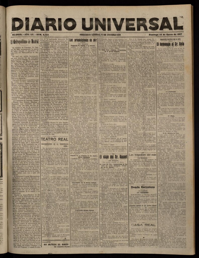Miniatura de Diario Universal del 14 de enero de 1917