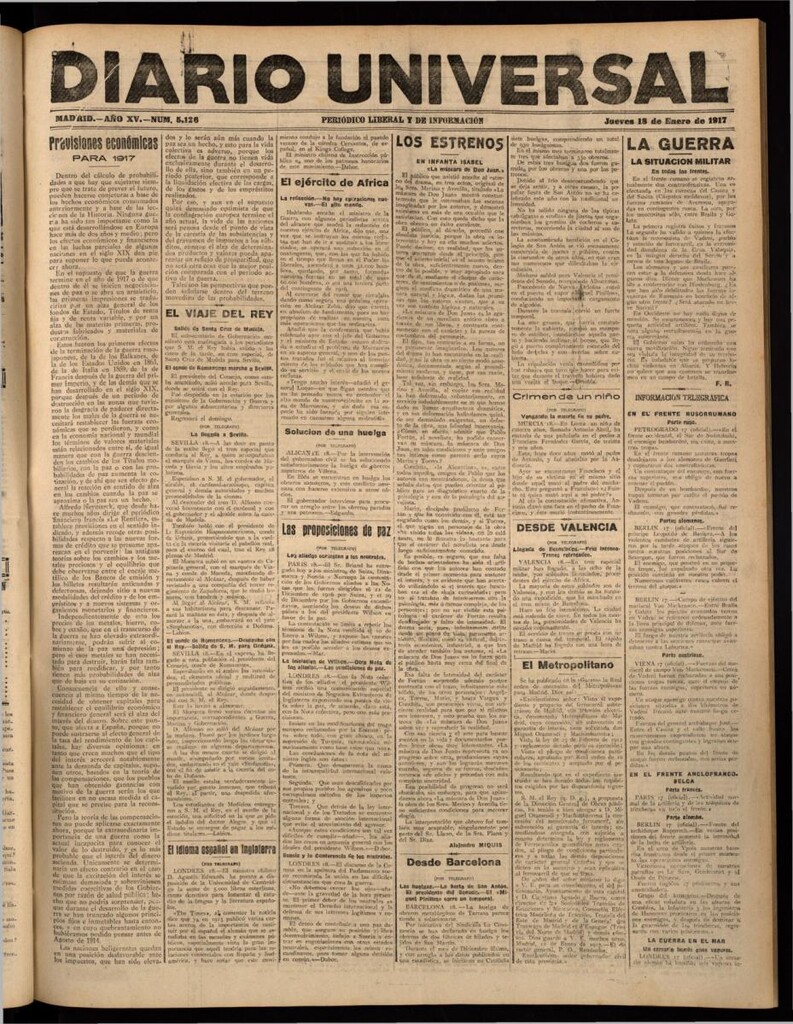 Miniatura de Diario Universal del 18 de enero de 1917