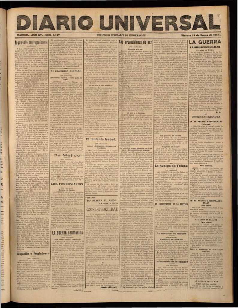 Miniatura de Diario Universal del 19 de enero de 1917
