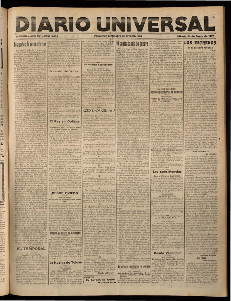 Miniatura de Diario Universal del 20 de enero de 1917