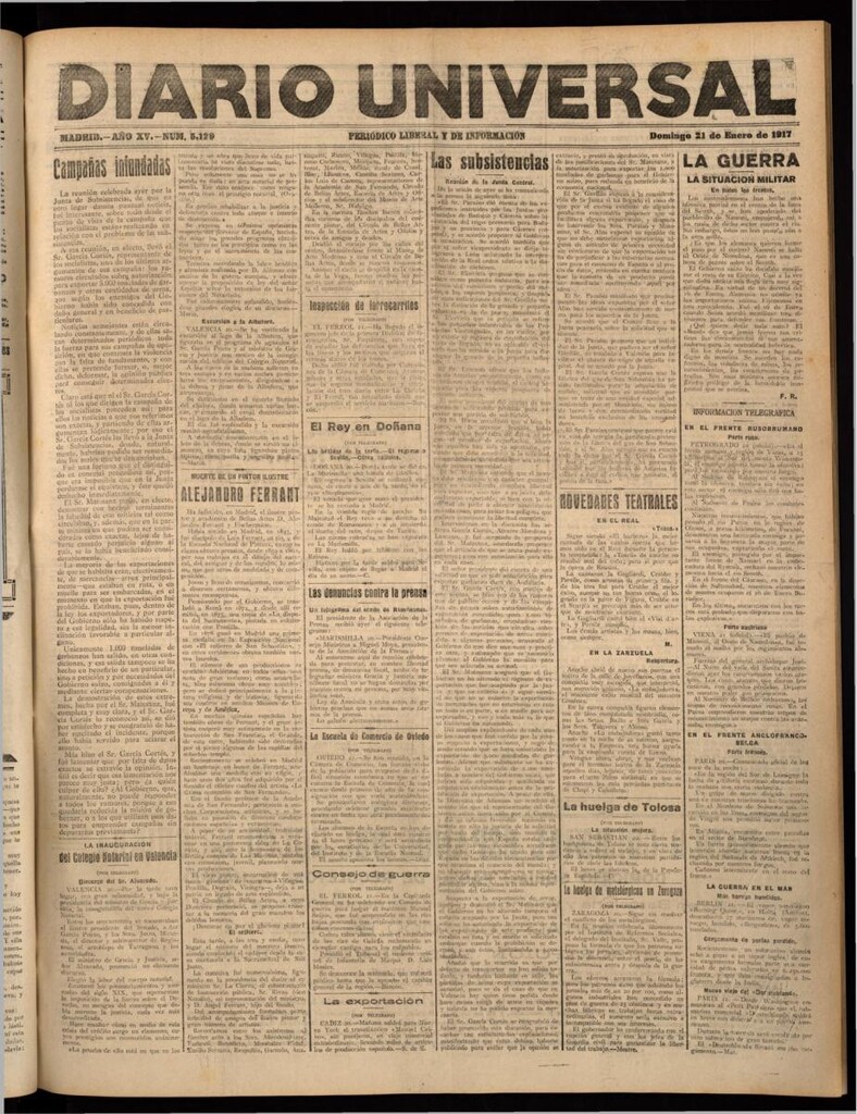 Miniatura de Diario Universal del 21 de enero de 1917