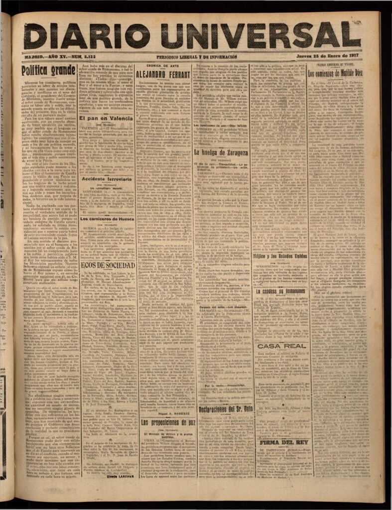 Miniatura de Diario Universal del 25 de enero de 1917