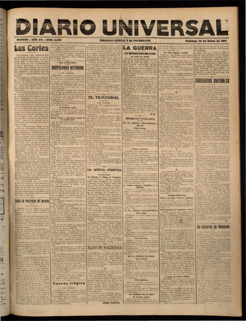 Miniatura de Diario Universal del 28 de enero de 1917