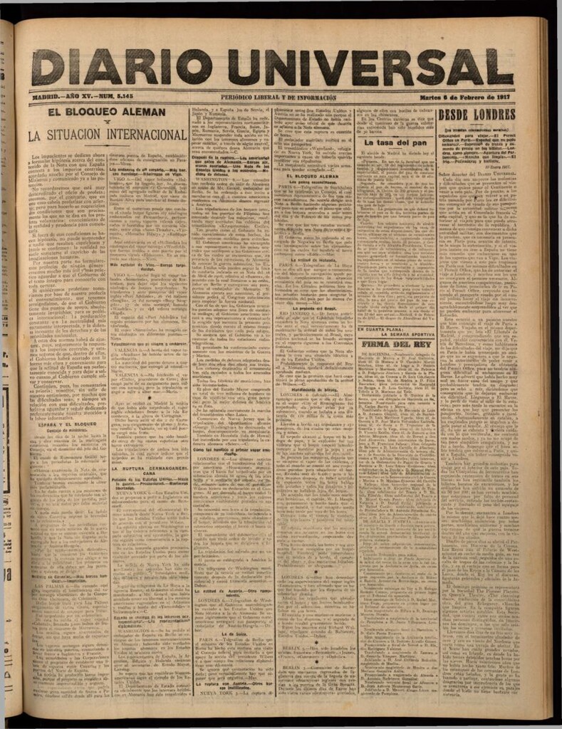 Miniatura de Diario Universal del 6 de febrero de 1917