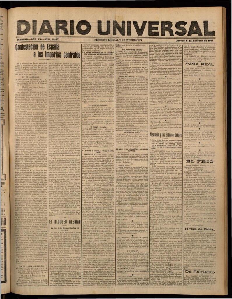 Miniatura de Diario Universal del 8 de febrero de 1917