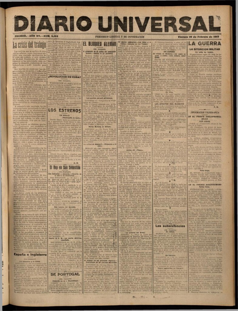 Miniatura de Diario Universal del 16 de febrero de 1917