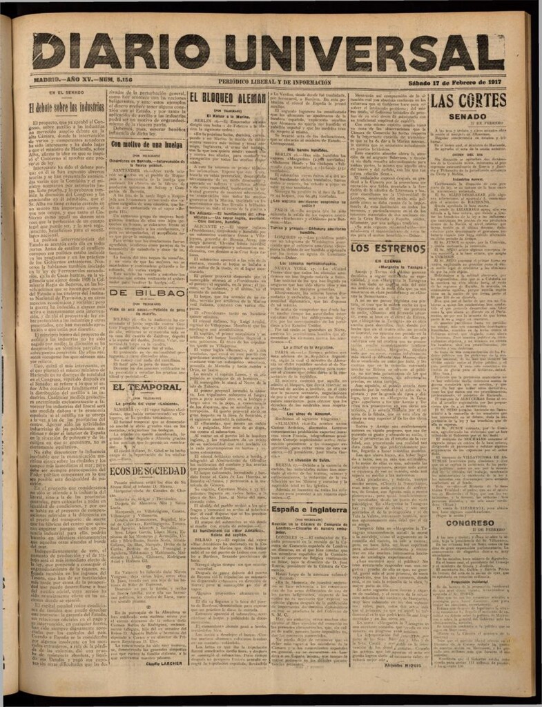 Miniatura de Diario Universal del 17 de febrero de 1917