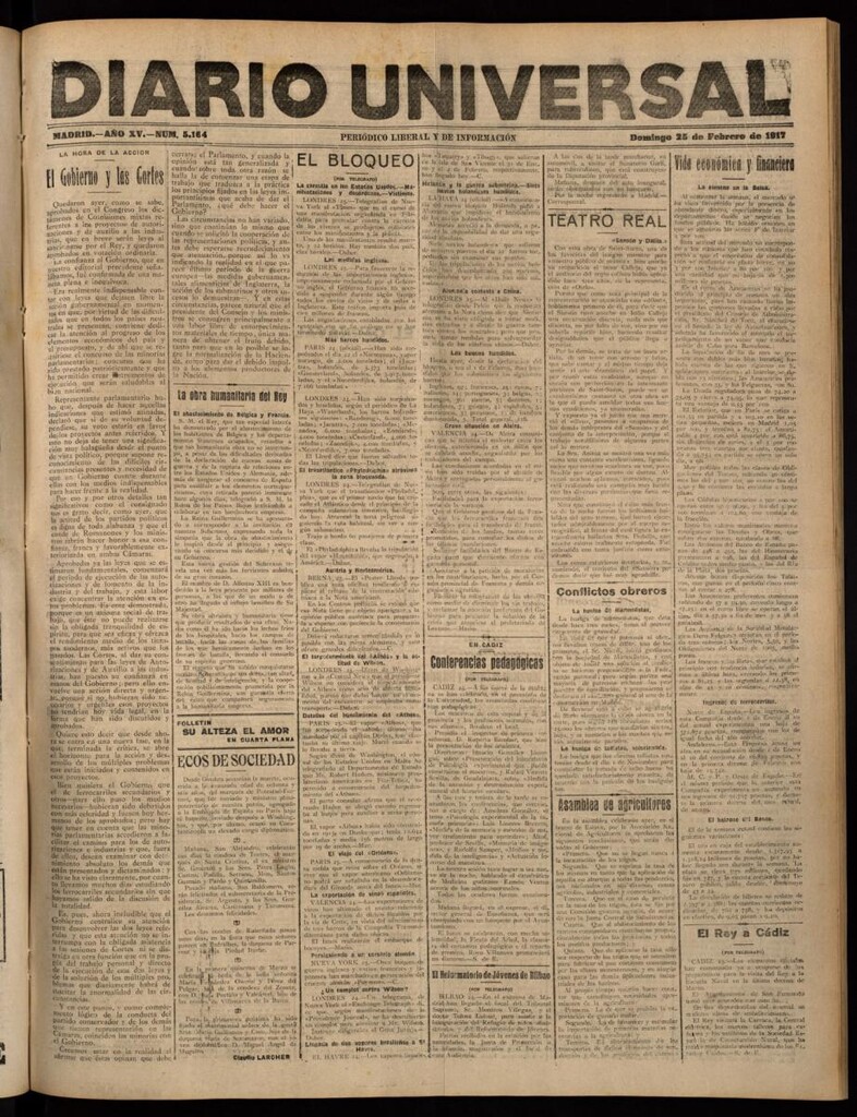 Miniatura de Diario Universal del 25 de febrero de 1917