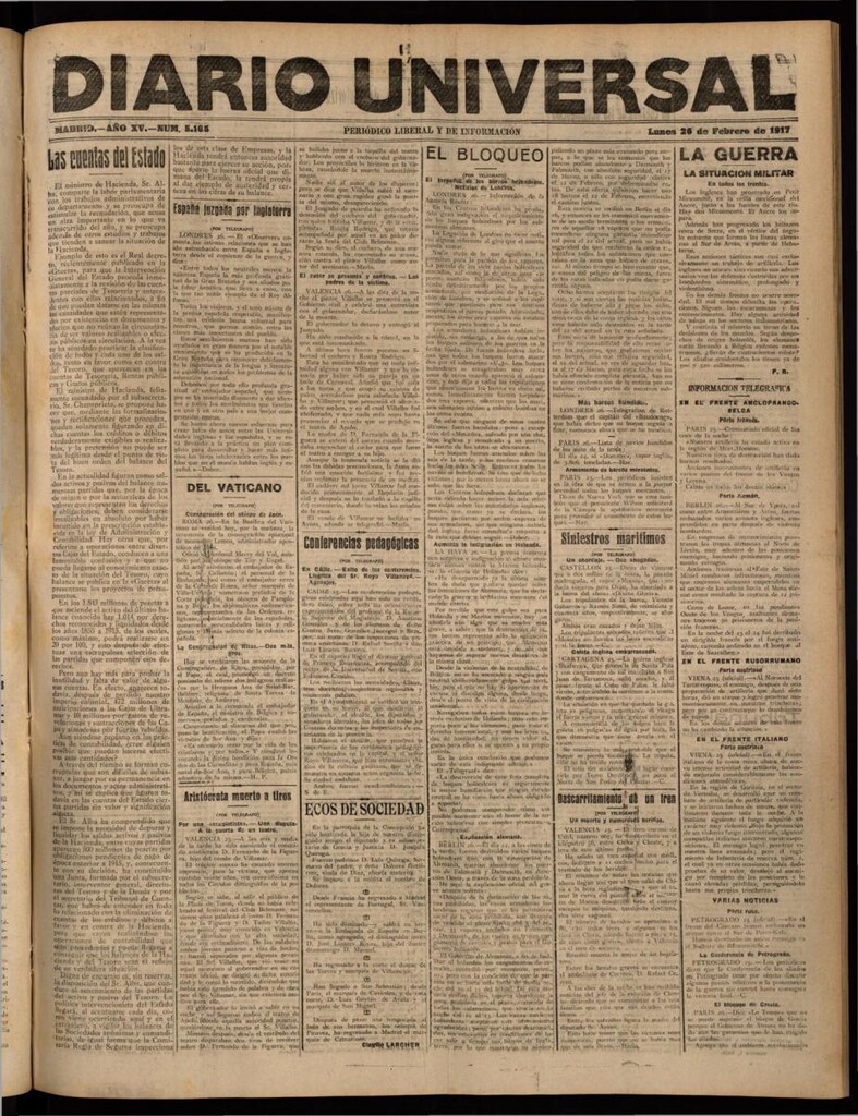 Miniatura de Diario Universal del 26 de febrero de 1917