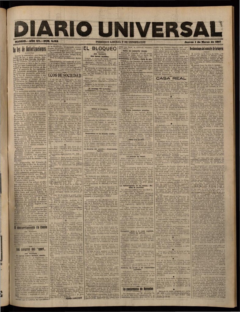 Miniatura de Diario Universal del 1 de marzo de 1917