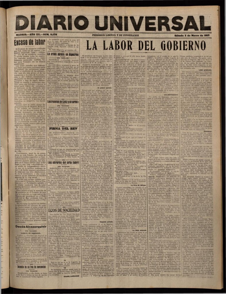 Miniatura de Diario Universal del 3 de marzo de 1917