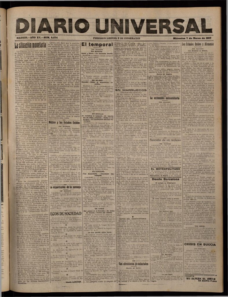 Miniatura de Diario Universal del 7 de marzo de 1917