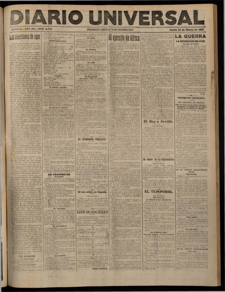 Miniatura de Diario Universal del 12 de marzo de 1917