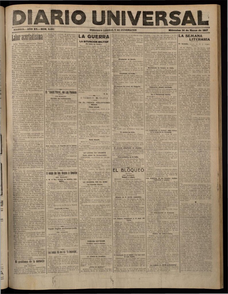 Miniatura de Diario Universal del 14 de marzo de 1917