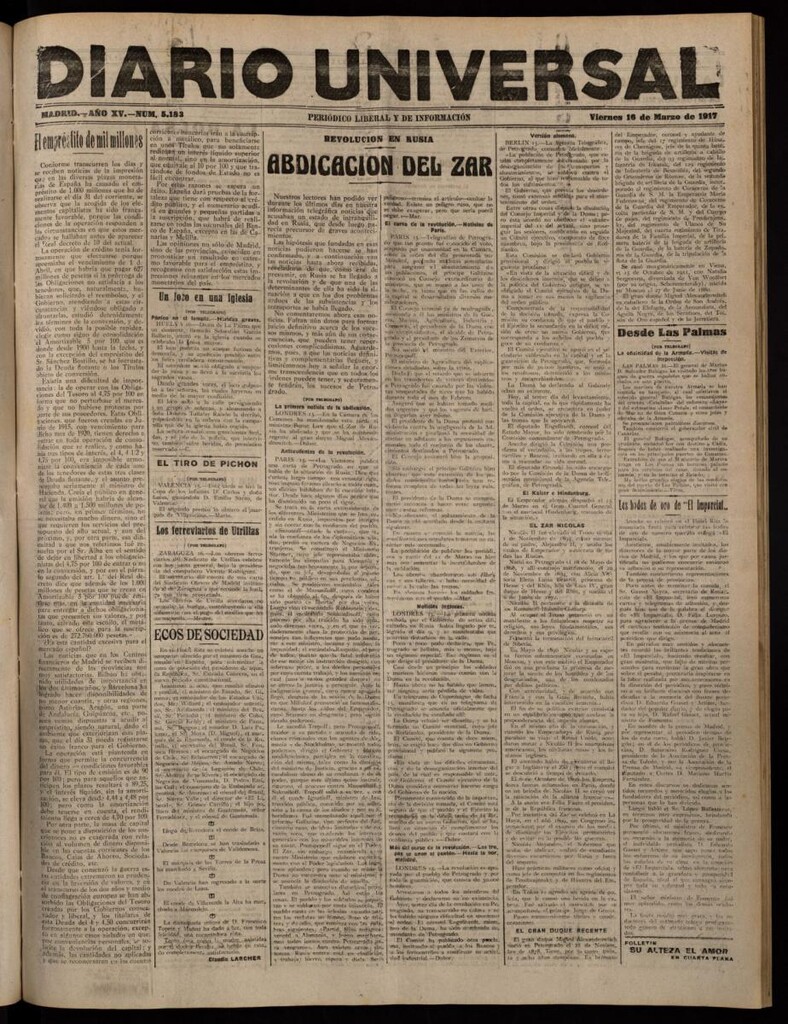 Miniatura de Diario Universal del 16 de marzo de 1917