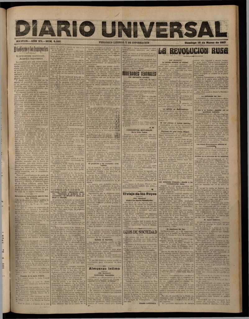 Miniatura de Diario Universal del 18 de marzo de 1917