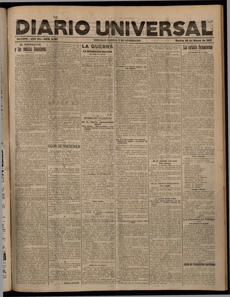 Miniatura de Diario Universal del 20 de marzo de 1917