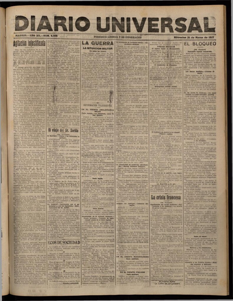 Miniatura de Diario Universal del 21 de marzo de 1917