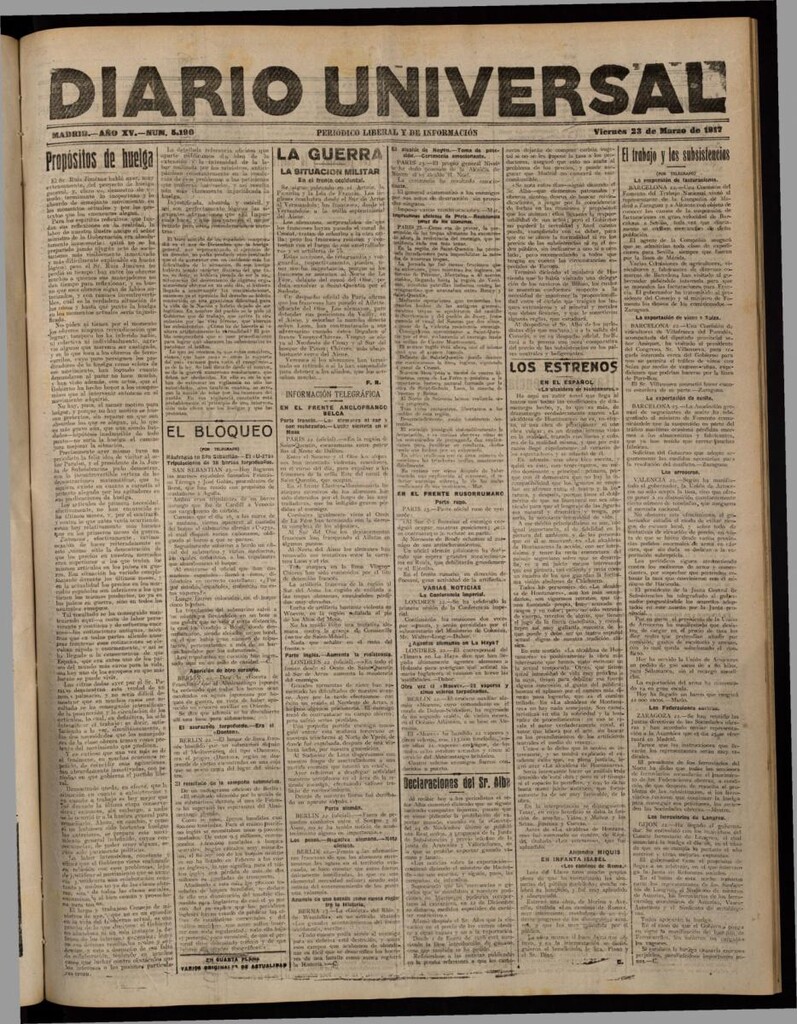 Miniatura de Diario Universal del 23 de marzo de 1917