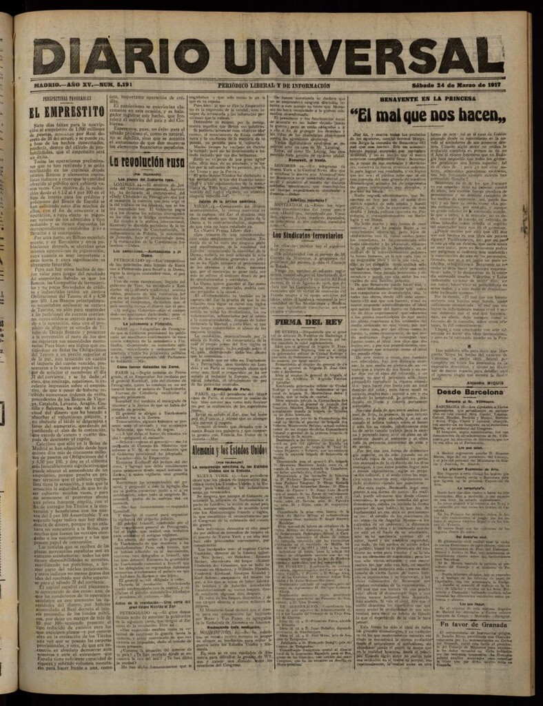 Miniatura de Diario Universal del 24 de marzo de 1917