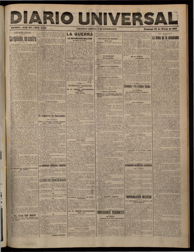 Miniatura de Diario Universal del 25 de marzo de 1917