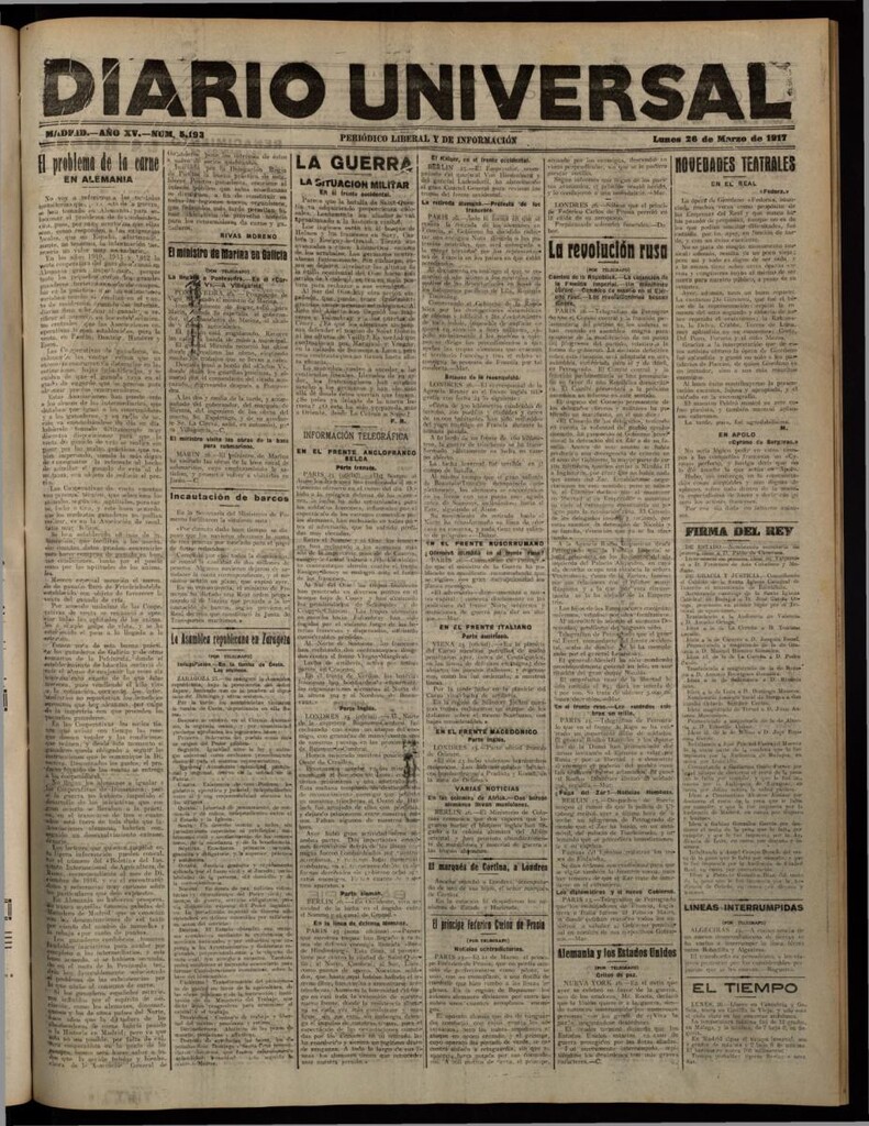 Miniatura de Diario Universal del 26 de marzo de 1917