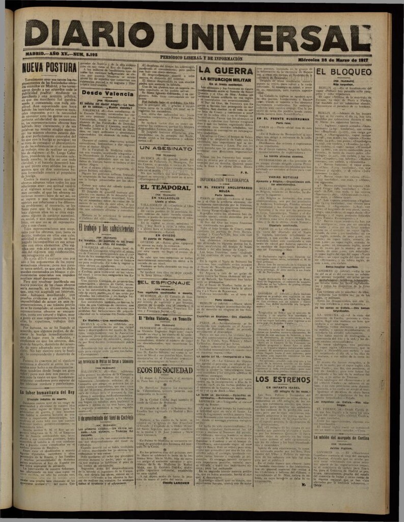 Miniatura de Diario Universal del 28 de marzo de 1917