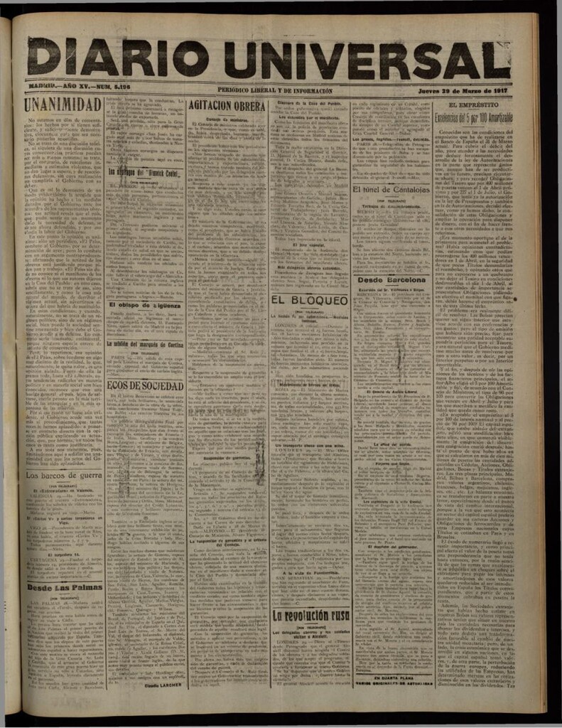 Miniatura de Diario Universal del 29 de marzo de 1917