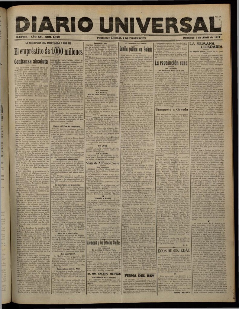 Miniatura de Diario Universal del 1 de abril de 1917