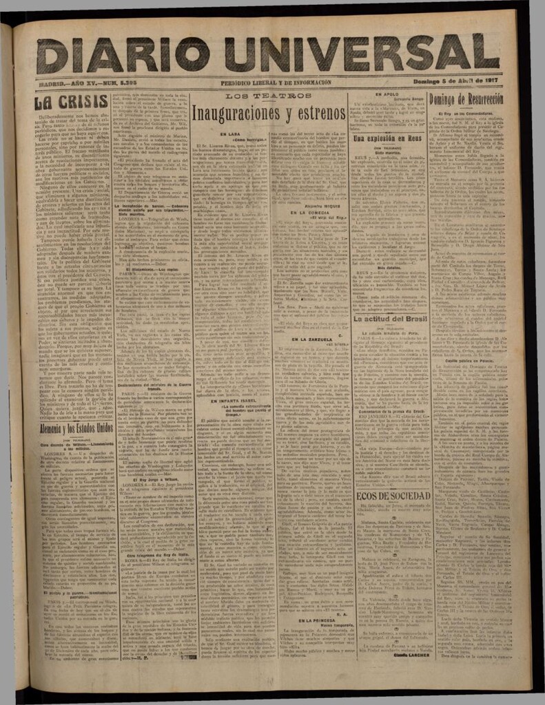 Miniatura de Diario Universal del 8 de abril de 1917