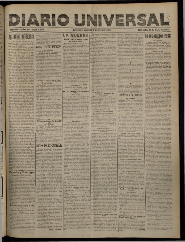 Miniatura de Diario Universal del 11 de abril de 1917
