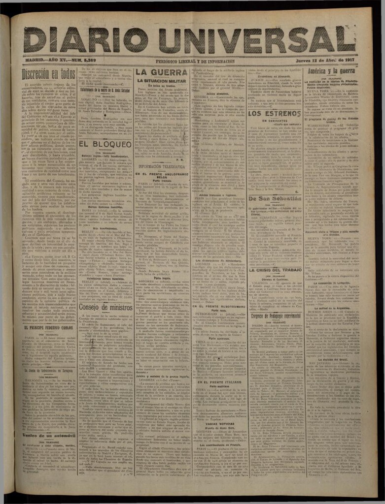 Miniatura de Diario Universal del 12 de abril de 1917