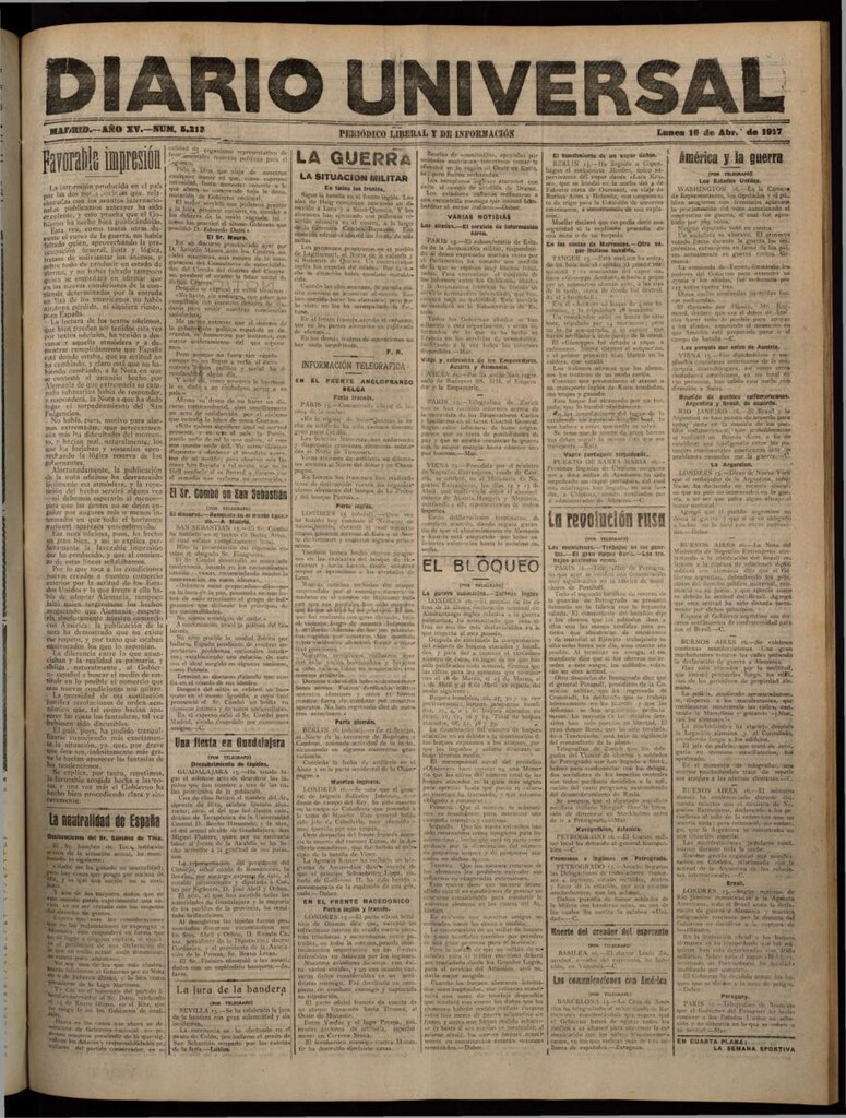 Miniatura de Diario Universal del 16 de abril de 1917