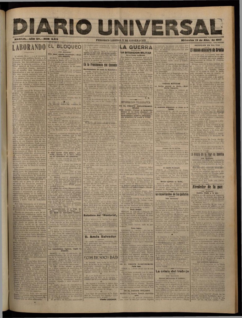 Miniatura de Diario Universal del 18 de abril de 1917