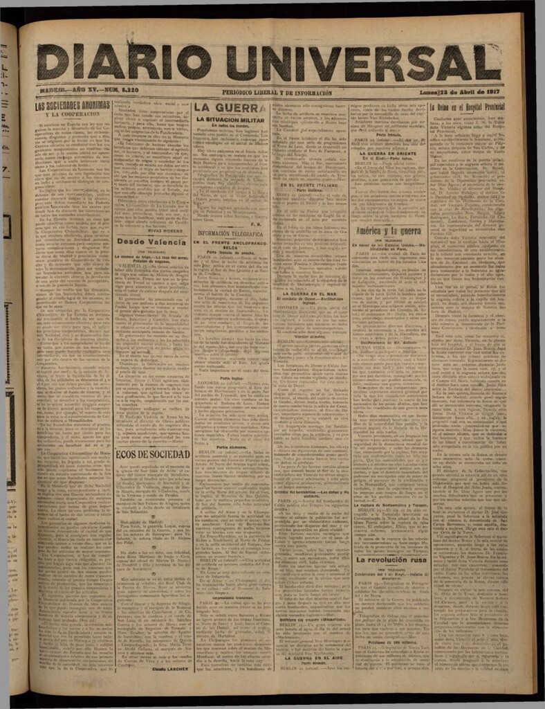 Miniatura de Diario Universal del 23 de abril de 1917