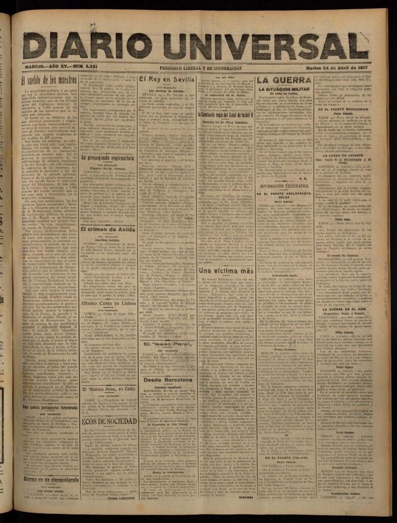 Miniatura de Diario Universal del 24 de abril de 1917