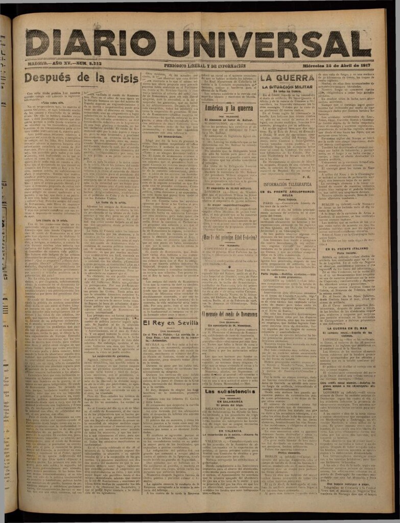 Miniatura de Diario Universal del 25 de abril de 1917