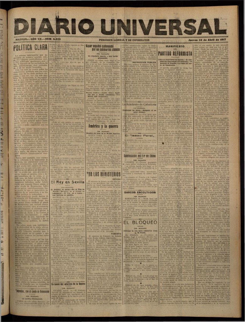 Miniatura de Diario Universal del 26 de abril de 1917
