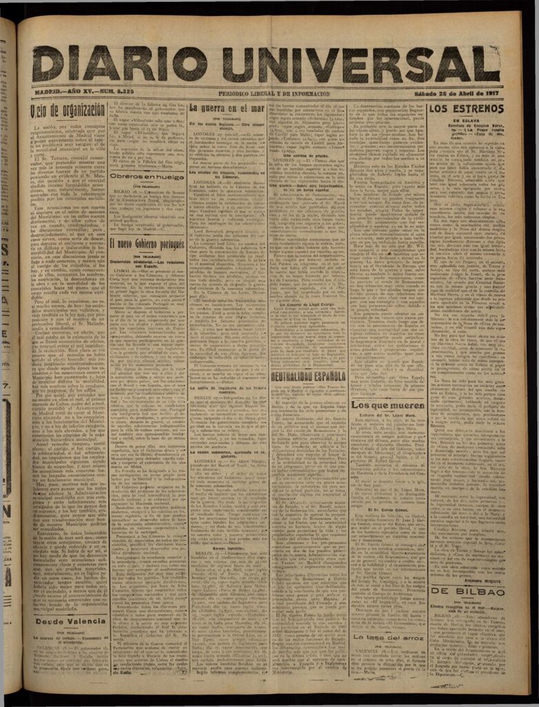 Miniatura de Diario Universal del 28 de abril de 1917