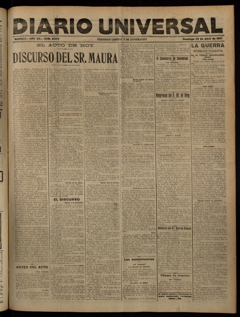 Miniatura de Diario Universal del 29 de abril de 1917