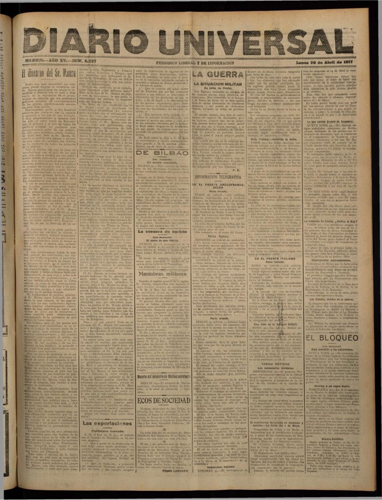 Miniatura de Diario Universal del 30 de abril de 1917