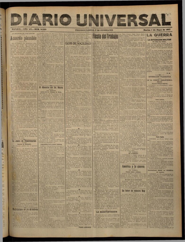 Miniatura de Diario Universal del 1 de mayo de 1917