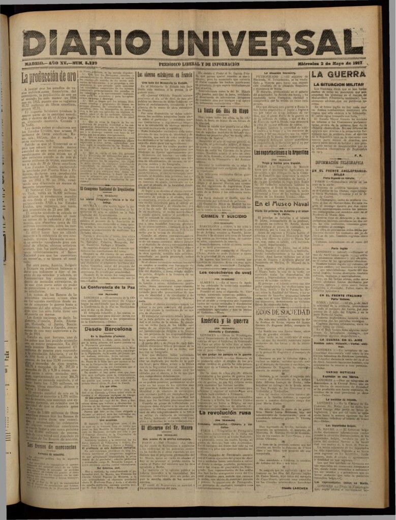 Miniatura de Diario Universal del 2 de mayo de 1917