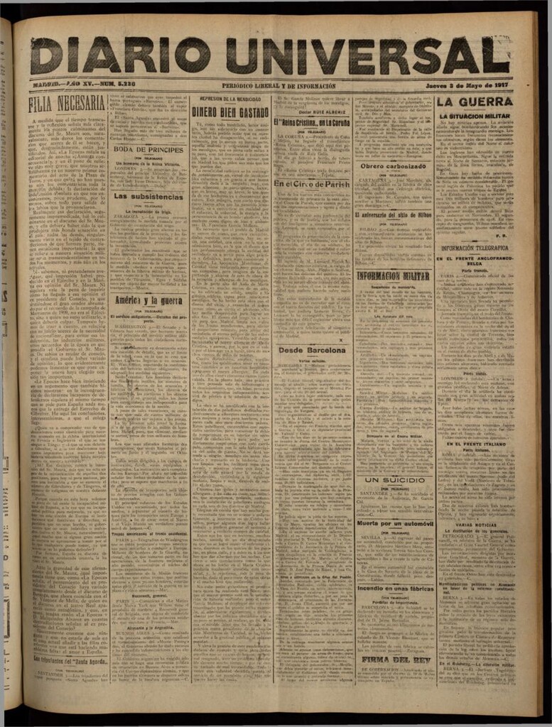 Miniatura de Diario Universal del 3 de mayo de 1917