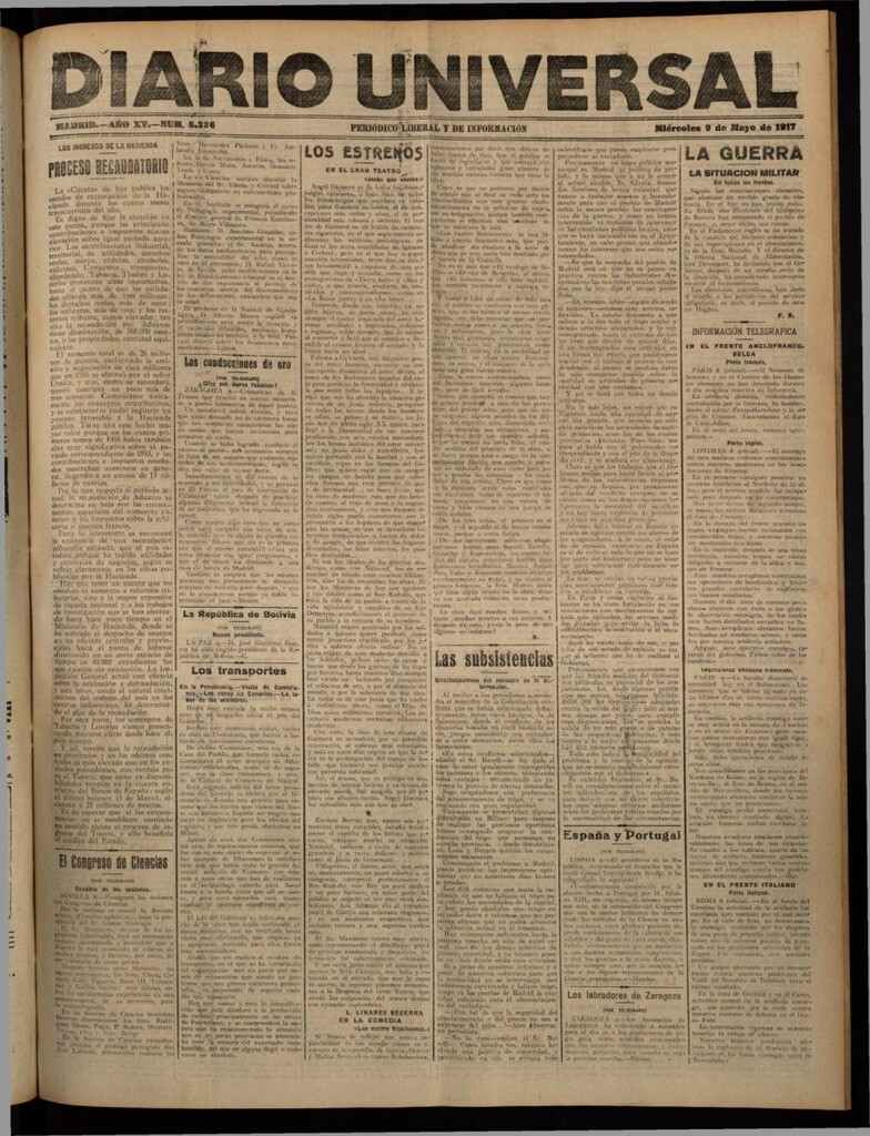 Miniatura de Diario Universal del 9 de mayo de 1917