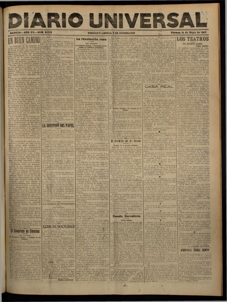 Miniatura de Diario Universal del 11 de mayo de 1917